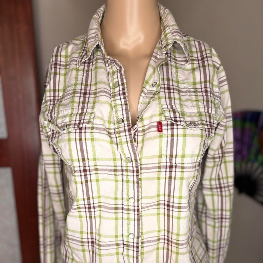 Levi's Plaid Blouse - Green and Brown